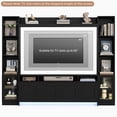 thumbnail image 3 of Hiphuta 79" W Wall Unit Entertainment Center with Bookcase for TVs up to 65", Farmhouse TV Stand with LED Lights for Living Room, Black, 3 of 7