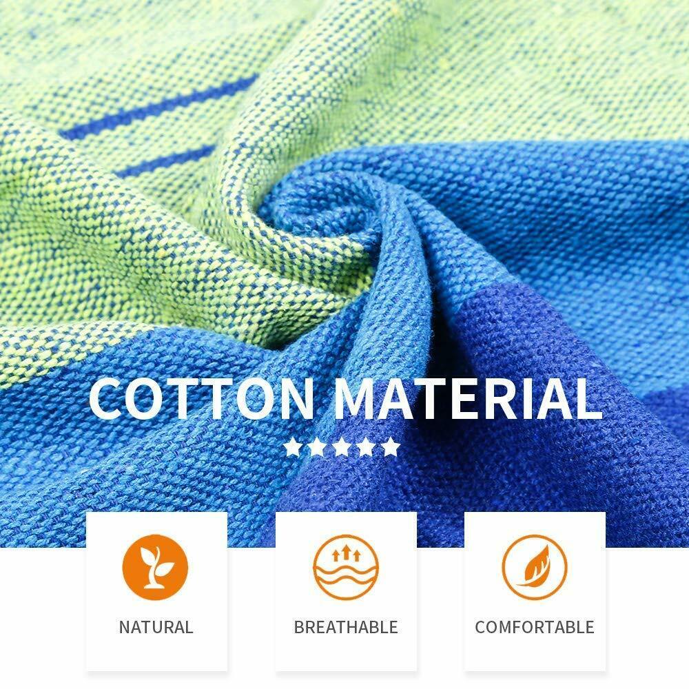 YouLoveIt Portable Camping Hammock 2 Person Cotton Hammock Travel Outdoor Tree Hammock Durable Canvas Fabric Hammock with Carrying Bag for Travel, Beach, Backyard, Camping