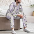 thumbnail image 5 of Mens Pajamas Set, Lavender Flowers Bow Tie Button Down Long Sleeve Loungewear Sleepwear Pjs sets for Men, 5 of 5