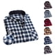thumbnail image 2 of Camisa a cuadros cepillada de algodón puro para hombre, camisa informal a cuadros con solapa para todas las estaciones, para compras informales en casa, citas y oficina, 2 of 4