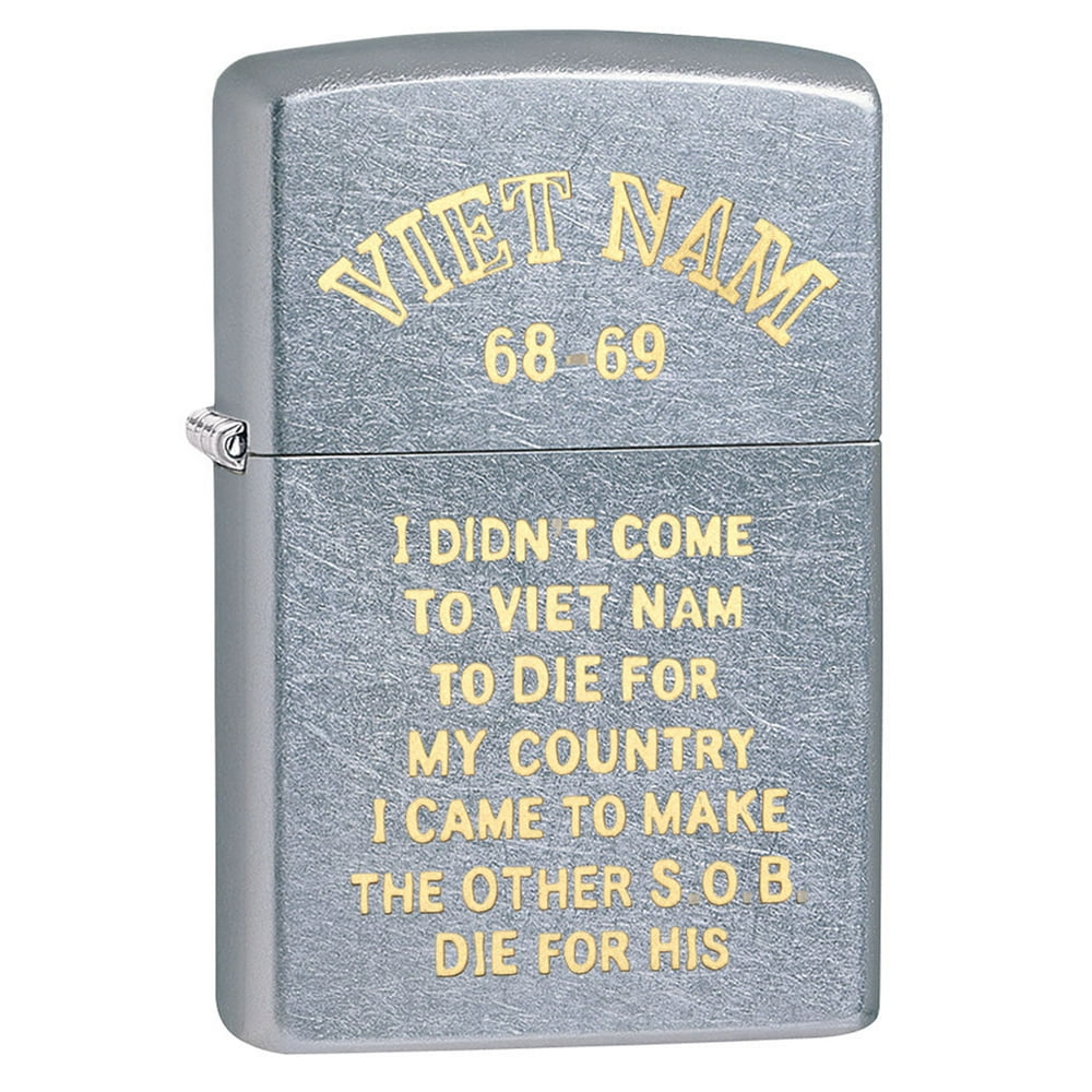Zippo Lighter Vietnam Trench Art, Country Engraved Street Chrome