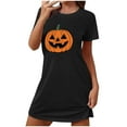 thumbnail image 3 of Drses‌‌ ‌‌‌‌‌‌‌‌‌‌‌‌‌‌‌‌‌‌‌‌‌‌‌‌‌‌‌‌Women's Halloween Plus Size Round Neck Nightgown - Ghost Pumpkin Print Short Sleeve Sleepwear, 3 of 3