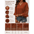 thumbnail image 3 of DOKOTOO Blouses for Women Crochet Lace 3/4 Sleeve Tunic Tops Casual V Neck Hollow Out Business Shirts, 3 of 10