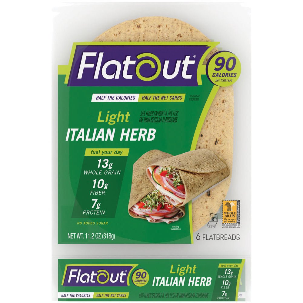 Flatout Flatbread Light Wraps, 6 Wraps (Italian Herb)