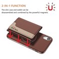 thumbnail image 2 of Allytechgroup Case for Apple iPhone XR, 2-in-1 Detachable Wallet Shell Magnetic RFID Blocking Case [Compatible with MagSafe] Stand PU Leather TPU Cover with Credit Card Slots/Cash Pockets, Brown, 2 of 13