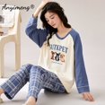 thumbnail image 5 of Ropa de dormir con estampado de cachorro para mujer, jersey de manga larga, Pijamas de ocio, conjunto de Pijamas Krean informal para otoño e invierno, 5 of 5