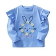 thumbnail image 2 of SGFCWSX Girls Crew Neck Sweatshirt Fleece Fall Pullover Top Kids Floral Print Long Sleeve Sweatshirts Blue Size 3 Years, 2 of 7