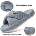 thumbnail image 3 of Ecetana House Slippers for Women Corduroy Cross Band Memory Foam Slippers Open Toe Non-Slip Home Shoes, 3 of 7