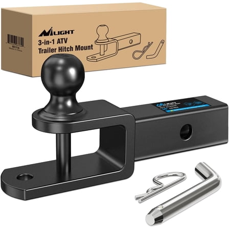 Nilight 3 in 1 ATV UTV Multi Hitch Mount with 1-7/8 inch Ball Hitch Rated 2000 LBS Fits 2 Inch Receiver Winch Strap Loop Rated 5000 LBS