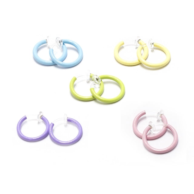 Glow Hoop Rings Aqua Pair Spring Action Non-Piercing Fake Septum Lip Ear Nose