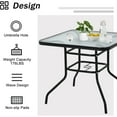 thumbnail image 4 of NiamVelo Outdoor Patio Table with Umbrella Hole 32" Tempered Glass Top Metal Steel Frame Square Patio Table Dining Table, All-Weather Furniture,Black, 4 of 15