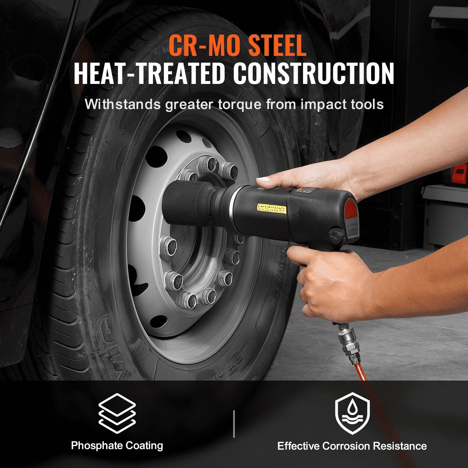 3/4" Drive Axle Nut Impact Socket Set - 8PC SAE Spindle Nut Sockets - 6-Point - CR-MO Steel - Vehicle Maintenance & Repair