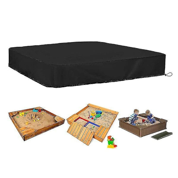 Sandbox Cover Waterproof Dustproof UV Protection Square Pool Cover With Drawstring For Sandbox, Toys And Furniture Black 150*150cm