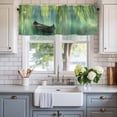 thumbnail image 2 of Green Pastoral Farmhouse Short Window Curtain Valances, Farmhouse Boat Lake Tree Leaves Rod Pocket Kitchen Valances for Living Room Bedroom Bathroom Cafe 60" x 18", 2 of 8