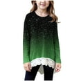 thumbnail image 3 of DxhmoneyHX Girls Tunic Tops Casual Basic Loose T-Shirt Soft Lace Trim Swing Pullover High Low Hem Long Sleeve Crewneck Blouse Tees, 3 of 7
