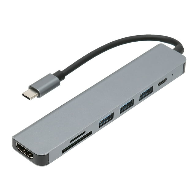 Concentrador USB C 7 en 1 4K HDTV multifuncional 100 W PD carga rápida seguro divisor USB portátil para MacBook Pro