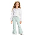 thumbnail image 4 of OOOUM Girls High Waisted Flare Jeans Bell Bottom Denim Pants Stretch Trousers with Pockets , 13-14 Years, 4 of 7