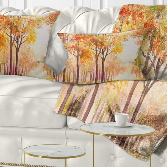 Designart Autumn Everywhere Forest - Landscape Printed Throw Pillow - 12x20