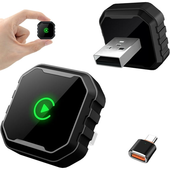 Wireless CarPlay Adapter, Mini USB Design for Cars Converts Wired to Wireless, Fast Connect, No Delay, Compatible with iOS 10  & iPhone 6 , USB/Type C, Plug and Play (Black)