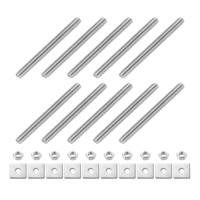 Lot de 10 Tige Entièrement Filetée, M4 x 44mm Acier Inoxydable 304 avec Écrous Rondelles