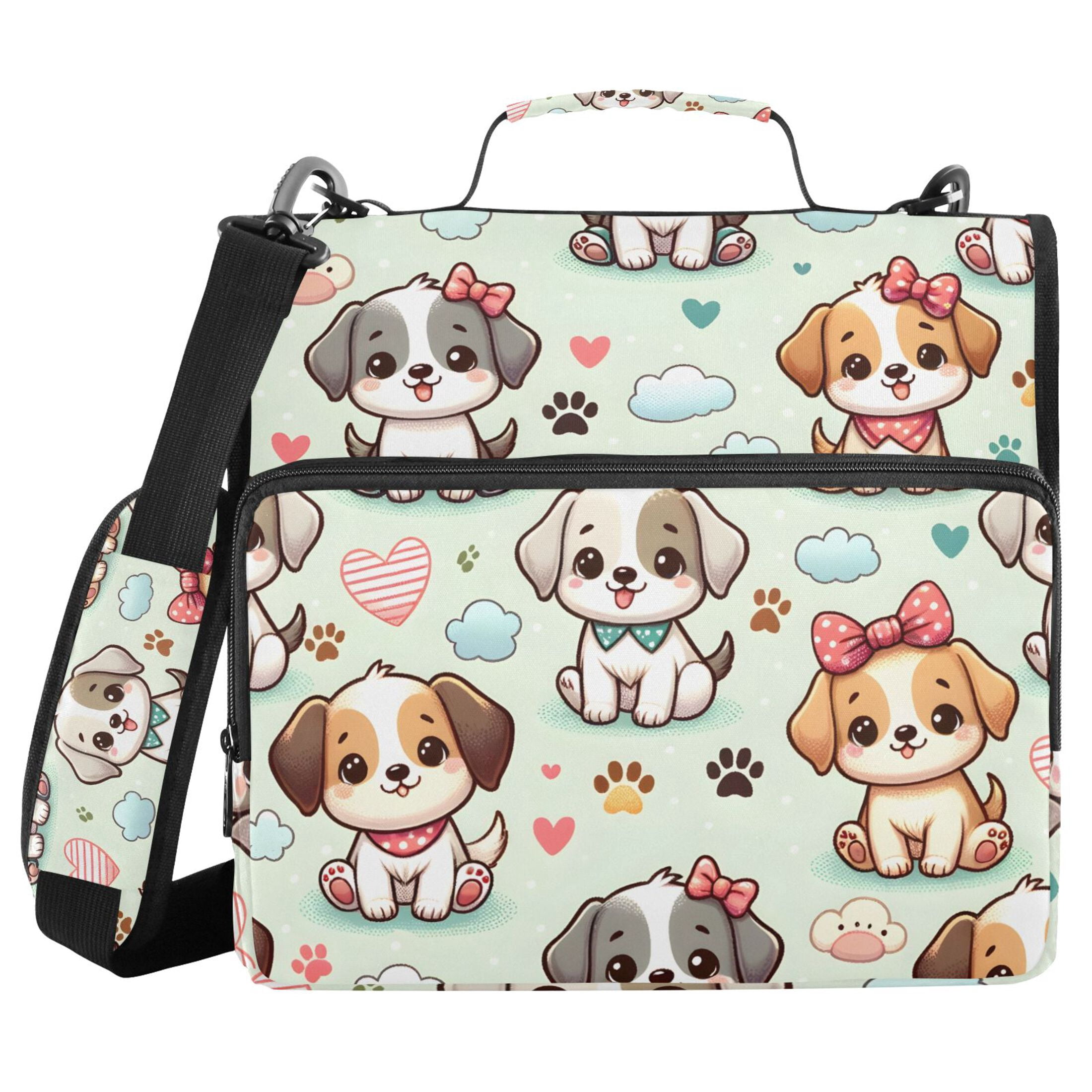 ALAZA Zipper Binder Cute Dog and Cloud 3 Ring Trapper Keeper File Folder Organizer Bag