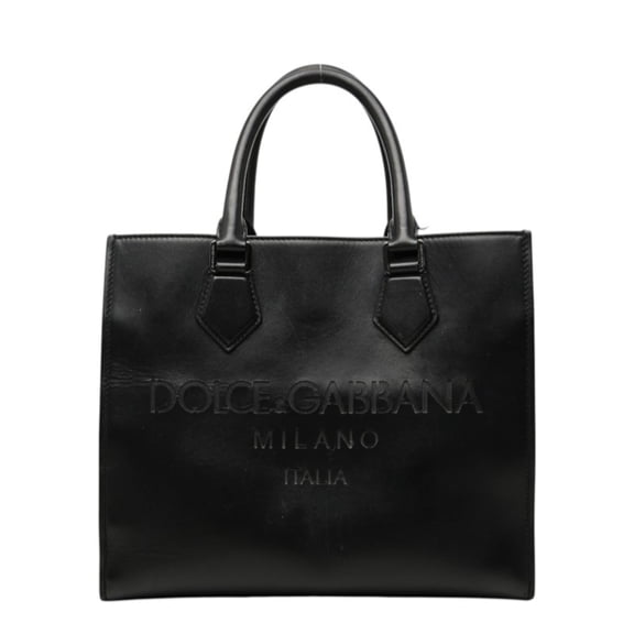 Pre-Owned Dolce & Gabbana Logo Handbag, Black Leather, Women's.