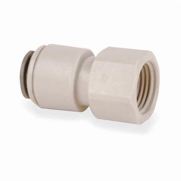 Push-Fit Adapter Fitting, 1/4 in Tube Size, Acetal, Gray, 10 PK