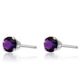 thumbnail image 5 of 14K Solid White Gold 4mm Purple Amethyst Studs Gemstone Solitaire Earrings February Birthstone Jewelry, 5 of 10