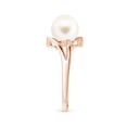 thumbnail image 3 of Angara Solitaire Freshwater Cultured Pearl Bypass Split Shank Ring in 14K Rose Gold for Women | June Birthstone Jewelry for Her, 3 of 8