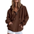 thumbnail image 3 of Certgust Zip Up Hoodie Women Womens Half Zip Shoulder Style Sweatshirt Solid Color Casual Top with Pockets Drawstring Hoodie Jacket for Layered Everyday Outfits, 3 of 9