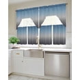 thumbnail image 4 of Grey Ombre Kitchen Curtain and Valance Set 3 Pieces,Rod Pocket Short Tier Curtains 24 Inch Length,Navy Blue Gray Gradient Modern Abstract Art Swag Topper Small Window Treatment for Cafe Bathroom, 4 of 6