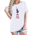 thumbnail image 2 of Tops Cortos para Mujeres Bandera de Moda Impresa Cuello Redondo, Camiseta de Manga 3/4 para Uso Diario, Casero Y Cómodo, 2 of 4