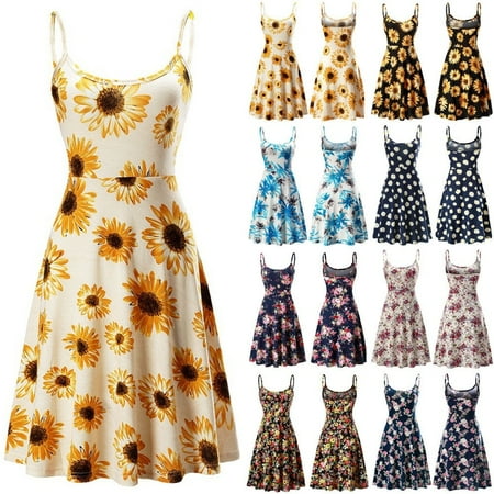 - Hot Fashion Women Summer Holiday Dress Sling Floral Beach Long Dress Sexy Bodycon Dress