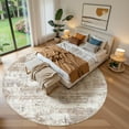 thumbnail image 3 of UERMEI 8'x8' Round Area Rugs for Living Room, Washable Non Slip Indoor Rug for Bedroom Home Decor Carpets, Modern Abstract Printed Carpet, Brown, 3 of 7