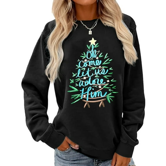Christmas Shirts for Women: Merry and Bright Sweatshirt Long Sleeve Christmas Tree Shirt Christmas Vacation Shirt