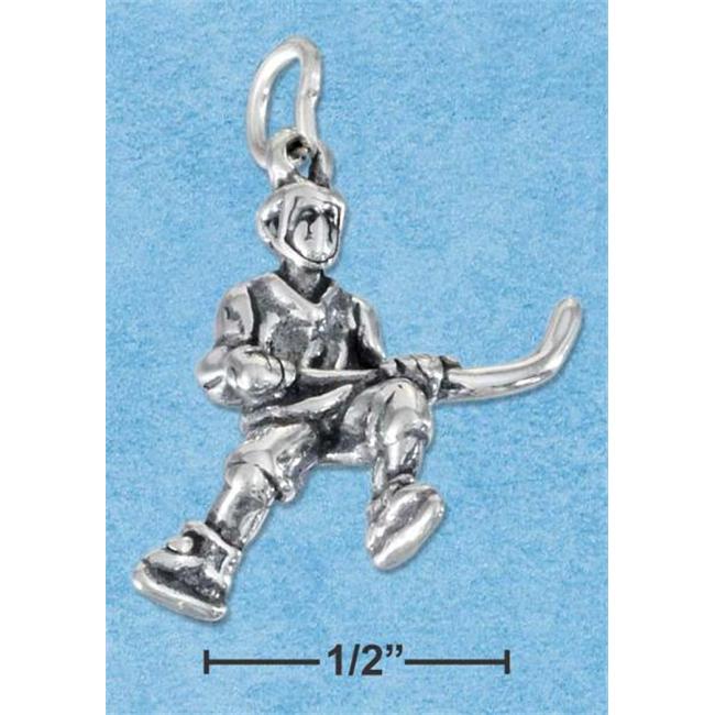 Bonyak Jewelry Sterling Silver Antiqued Hockey Player Charm