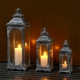 thumbnail image 5 of JHY DESIGN Vintage Metal Candle Lanterns Decorative Outdoor Lantern, Set of 3 (Grey), 5 of 12
