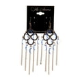 thumbnail image 2 of Blue & Silver-Tone Colored Metal Dangle-Earrings With Bead Accents #LQE1884, 2 of 2