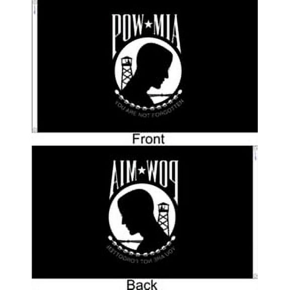4x6' DURAWAVEZ POW-MIA NYLON FLAG SINGLE/REVERSE IMAGE FINISHED WITH CH&G