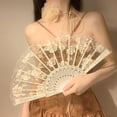 thumbnail image 7 of Shoreew Lace Rose Flower Folding Fan Vintage Lightweight Portable Summer Hand Held Fan Decoration Dance Performance Props Party Accessories, 7 of 7