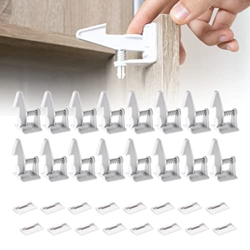 16-Pack Cabinet Locks,Child Safety Latches - Baby Proofing Cabinets and Drawer Locks - 3M Adhesive - No Drilling & No Tools Required - Child Proof Your Home