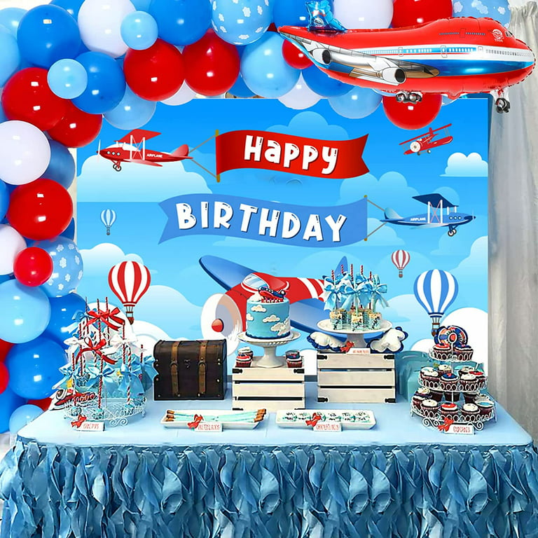 Airplane Birthday Decorations, Time Flies Party Supplies, Airplane Birthday  Party Balloon Garland Arch Kit, Aircraft Backdrop, Aviator Birthday Party
