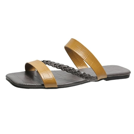 

BADHUD Prime Deals Women s Slide Sandals Dressy Summer Slip on Flat Sandals Open Toe Slide Casual Shoes Fashion Beach Cute Ladies Slides Casual Dress Sandal