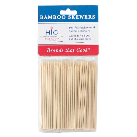 - HIC Bamboo BBQ, Kabob and Grill Skewers, 4-Inches Long, Set of 100