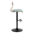 thumbnail image 5 of Folia Adjustable Bar Stool, Black Bar Stools, Bar Chairs, Swivel Bar Stools, Bar Stools Set of 2, Bar Stools for Kitchen Counter (Walnut Wood, Teal Fabric), 5 of 6