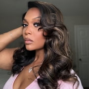 LUVME All-Day Comfort™ Wig 200% Density Voluminous Loose Body Wave Glueless Minimalist HD Lace Wig Pre-Cut Lace 12 Brown Higlight 1 pc for Woman