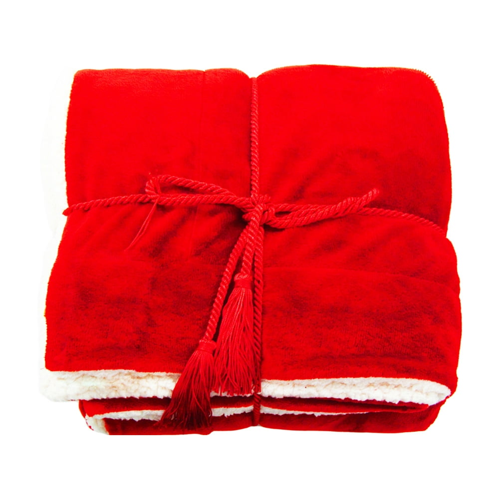 Simplicity Faux Fur Luxury Sherpa Throw Blanket 50"x60", Red Walmart
