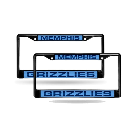 Memphis Basketball Grizzlies Black Metal (Set of 2) Laser Cut License Plate Frames