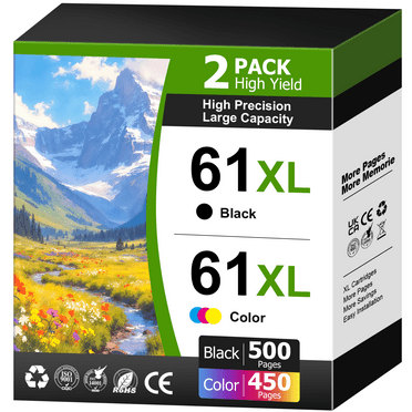 61XL Printer Ink Compatible for HP 61 Ink for HP Ink 61 61XL Ink Cartridge Combo Pack for Envy 4500 4502 5530 ( Black,Tri-color)