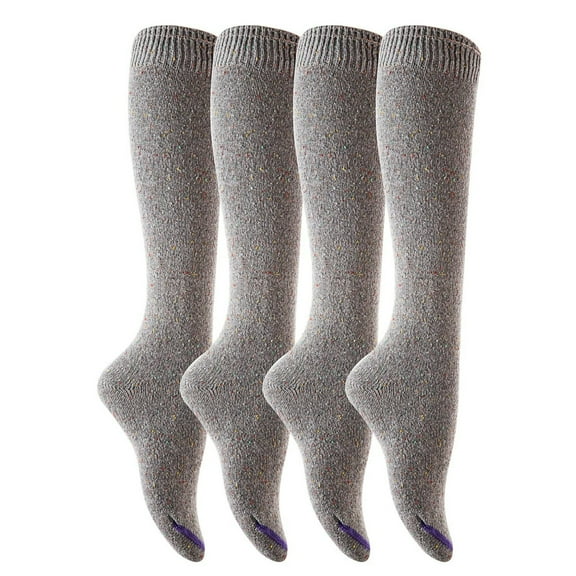 Lovely Annie Women's 4 Pairs Cute Knee High Cotton Socks. Cozy Fluppy and Fancy with a Wide Color and Size Range Size 6-9 (Grey)